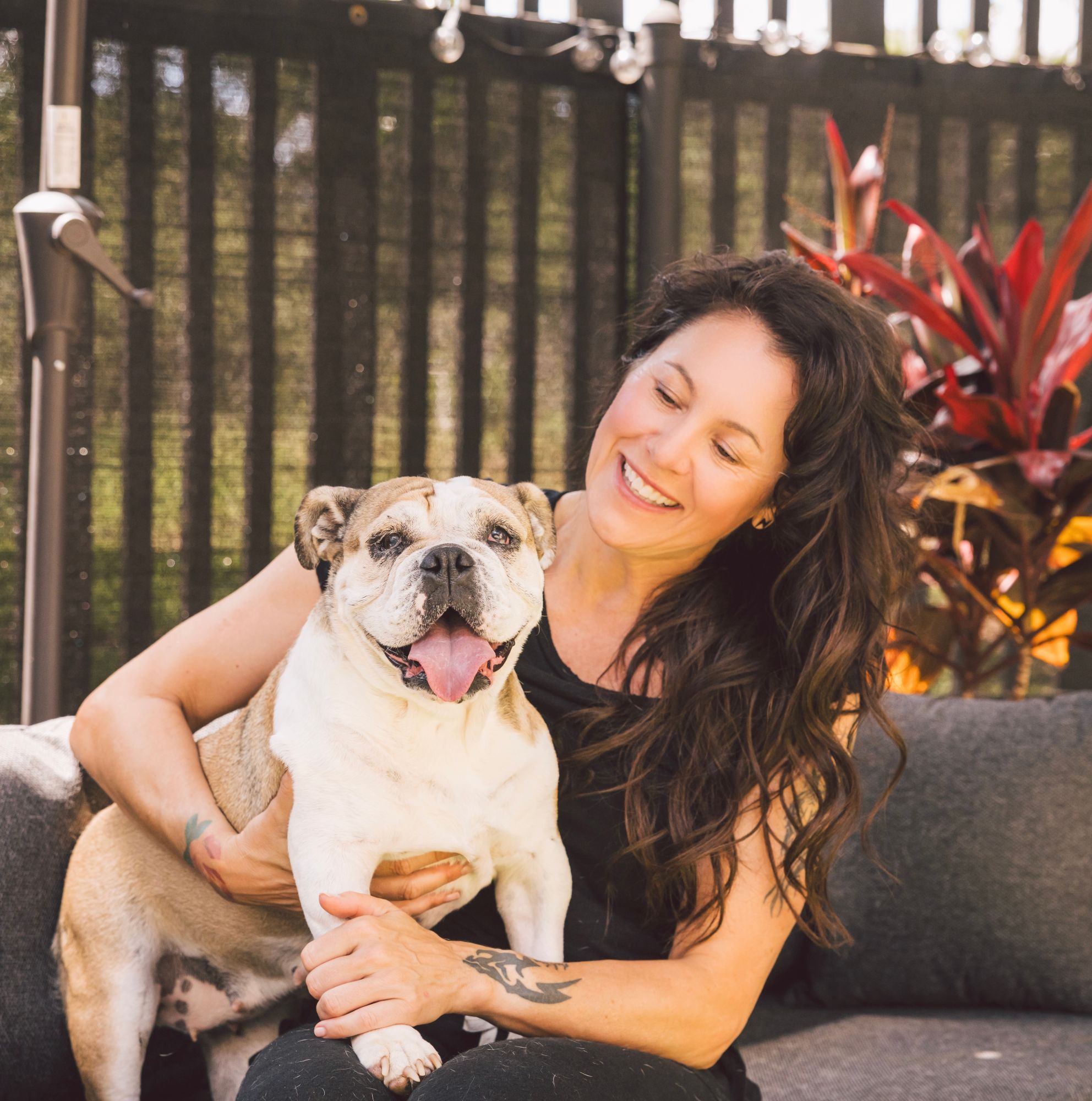 Roxanne with her bulldog